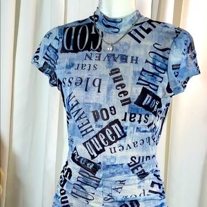 Fashion Nova - Mind Reader Mesh Mini Dress - Blue - Size Large